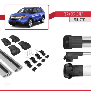 Ford Explorer 2011-2015 Arası ile uyumlu ACE-1 Ara Atkı Tavan Barı GRİ thumb 5