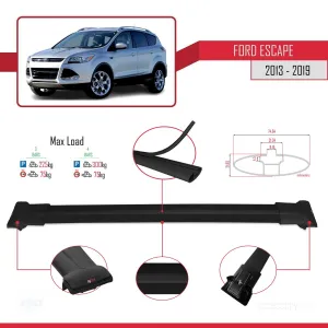 Ford Escape C520 2013-2019 Arası ile Uyumlu FLY Model Ara Atkı Tavan Barı SİYAH 3 ADET BAR - Görsel 4