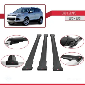 Ford Escape C520 2013-2019 Arası ile Uyumlu FLY Model Ara Atkı Tavan Barı SİYAH 3 ADET BAR - Görsel 5