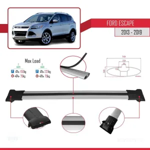 Ford Escape 2013-2019 Arası ile Uyumlu FLY Model Ara Atkı Tavan Barı GRİ thumb 4