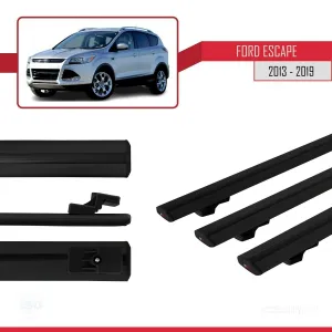 Ford Escape C520 2013-2019 Arası ile uyumlu Basic Model Ara Atkı Tavan Barı SİYAH 3 ADET - Görsel 3