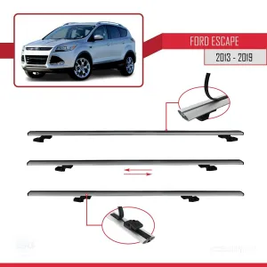 Ford Escape C520 2013-2019 Arası ile uyumlu Basic Model Ara Atkı Tavan Barı GRİ 3 ADET - Görsel 5