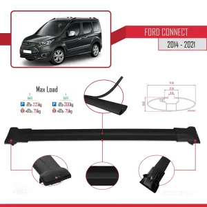 Ford Connect V408 2014-2021 Arası ile uyumlu FLY Model Ara Atkı Tavan Barı SİYAH 4 ADET BAR - Görsel 4