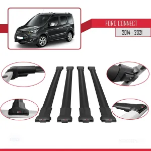 Ford Connect V408 2014-2021 Arası ile uyumlu FLY Model Ara Atkı Tavan Barı SİYAH 4 ADET BAR - Görsel 5