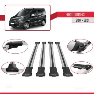 Ford Connect V408 2014-2021 Arası ile uyumlu FLY Model Ara Atkı Tavan Barı GRİ 4 ADET BAR - Görsel 5