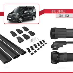 Ford Connect V408 2014-2021 Arası ile uyumlu ACE-1 Ara Atkı Tavan Barı SİYAH 3 ADET BAR - Görsel 5
