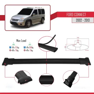 Ford Connect V227 2002-2013 Arası ile uyumlu FLY Model Ara Atkı Tavan Barı SİYAH 4 ADET BAR thumb 4