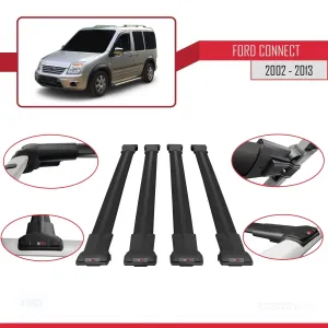 Ford Connect V227 2002-2013 Arası ile uyumlu FLY Model Ara Atkı Tavan Barı SİYAH 4 ADET BAR thumb 5