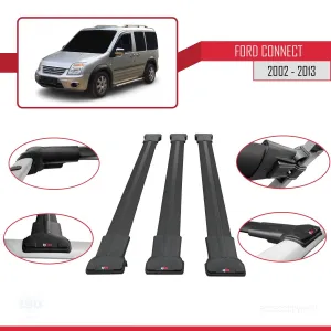 Ford Connect 2002-2013 Arası ile uyumlu FLY Model Ara Atkı Tavan Barı SİYAH 3 ADET BAR thumb 5