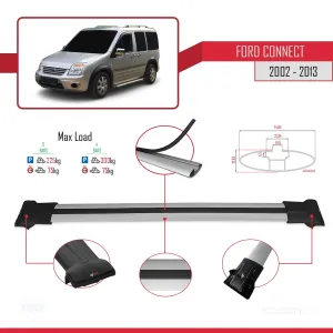 Ford Connect V227 2002-2013 Arası ile uyumlu FLY Model Ara Atkı Tavan Barı GRİ 4 ADET BAR - Görsel 4