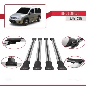 Ford Connect V227 2002-2013 Arası ile uyumlu FLY Model Ara Atkı Tavan Barı GRİ 4 ADET BAR - Görsel 5