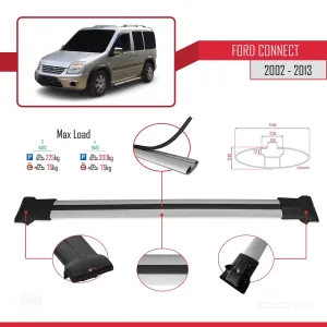 Ford Connect V227 2002-2013 Arası ile uyumlu FLY Model Ara Atkı Tavan Barı GRİ 3 ADET BAR - Görsel 4