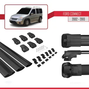 Ford Connect V227 2002-2013 Arası ile uyumlu ACE-1 Ara Atkı Tavan Barı SİYAH 3 ADET BAR - Görsel 5