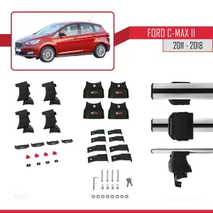Ford C-Max II 2011-2018 Arası ile uyumlu ACE-4 Ara Atkı Tavan Barı GRİ - Görsel 4