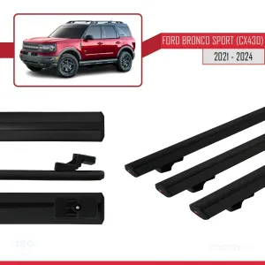 Ford Bronco Sport (CX430) 2021 ve Sonrası ile uyumlu Basic Model Ara Atkı Tavan Barı SİYAH 3 ADET - Görsel 5