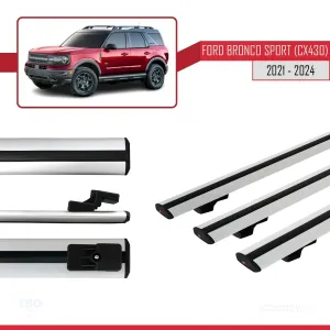 Ford Bronco Sport (CX430) 2021 ve Sonrası ile uyumlu Basic Model Ara Atkı Tavan Barı GRİ 3 ADET - Görsel 5
