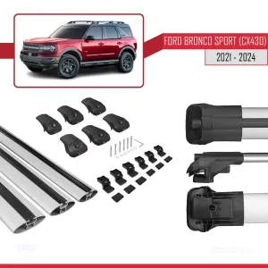 Ford Bronco Sport (CX430) 2021 ve Sonrası ile uyumlu ACE-1 Ara Atkı Tavan Barı GRİ 3 ADET BAR thumb 5