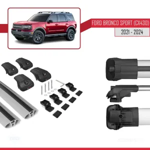 Ford Bronco Sport (CX430) 2021 ve Sonrası ile uyumlu ACE-1 Ara Atkı Tavan Barı GRİ thumb 5