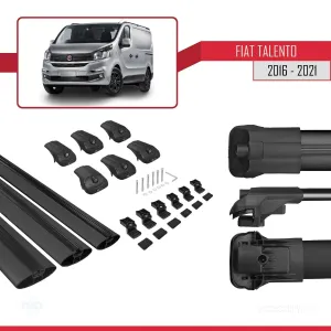 Fiat Talento X82 2016-2021 Arası ile uyumlu ACE-1 Ara Atkı Tavan Barı SİYAH 3 ADET BAR - Görsel 5