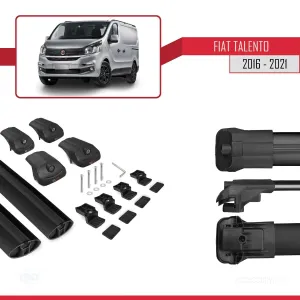 Fiat Talento 2016-2021 Arası ile uyumlu ACE-1 Ara Atkı Tavan Barı SİYAH thumb 5