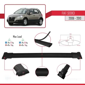 Fiat Sedici 2006-2013 Arası ile uyumlu FLY Model Ara Atkı Tavan Barı SİYAH 3 ADET BAR thumb 4