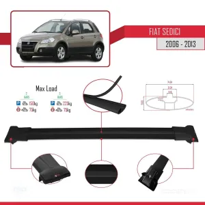 Fiat Sedici 2006-2013 Arası ile uyumlu FLY Model Ara Atkı Tavan Barı SİYAH - Görsel 4