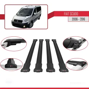 Fiat Scudo 2006-2016 Arası ile uyumlu FLY Model Ara Atkı Tavan Barı SİYAH 4 ADET BAR - Görsel 5
