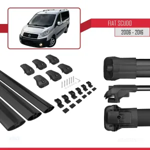 Fiat Scudo 2006-2016 Arası ile uyumlu ACE-1 Ara Atkı Tavan Barı SİYAH 3 ADET BAR - Görsel 5