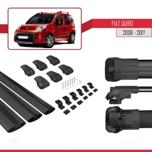Fiat Qubo Type 225 2008-2017 Arası ile uyumlu ACE-1 Ara Atkı Tavan Barı SİYAH 3 ADET BAR - Görsel 5