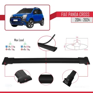 Fiat Panda Cross 2014 ve Sonrası ile uyumlu FLY Model Ara Atkı Tavan Barı SİYAH  3 ADET - Görsel 4