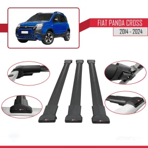 Fiat Panda Cross 2014 ve Sonrası ile uyumlu FLY Model Ara Atkı Tavan Barı SİYAH  3 ADET - Görsel 5