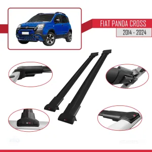 Fiat Panda Cross 2014 ve Sonrası ile uyumlu FLY Model Ara Atkı Tavan Barı SİYAH thumb 4