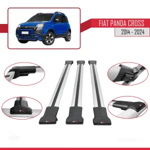 Fiat Panda Cross 2014 ve Sonrası ile uyumlu FLY Model Ara Atkı Tavan Barı GRİ  3 ADET thumb 5