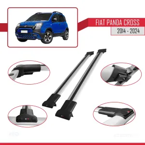 Fiat Panda Cross 2014 ve Sonrası ile uyumlu FLY Model Ara Atkı Tavan Barı GRİ - Görsel 4