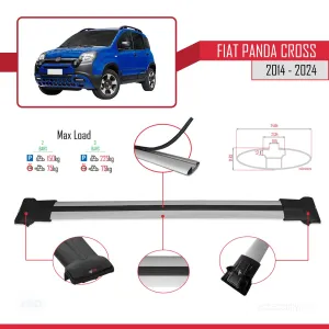 Fiat Panda Cross 2014 ve Sonrası ile uyumlu FLY Model Ara Atkı Tavan Barı GRİ - Görsel 5