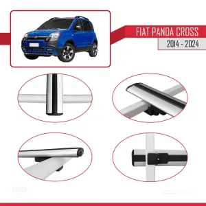 Fiat Panda Cross 2014 ve Sonrası ile uyumlu Basic Model Ara Atkı Tavan Barı GRİ  3 ADET thumb 4