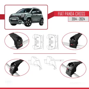 Fiat Panda Cross 2014 ve Sonrası ile uyumlu ACE-2 Ara Atkı Tavan Barı SİYAH - Görsel 4