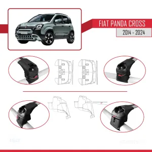Fiat Panda Cross 2014 ve Sonrası ile uyumlu ACE-2 Ara Atkı Tavan Barı GRİ - Görsel 4