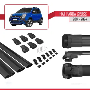 Fiat Panda Cross 2014 ve Sonrası ile uyumlu ACE-1 Ara Atkı Tavan Barı SİYAH 3 ADET BAR thumb 5