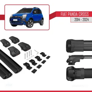 Fiat Panda Cross 2014 ve Sonrası ile uyumlu ACE-1 Ara Atkı Tavan Barı SİYAH - Görsel 5