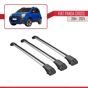 Fiat Panda Cross 2014 ve Sonrası ile uyumlu ACE-1 Ara Atkı Tavan Barı GRİ 3 ADET BAR thumb 3