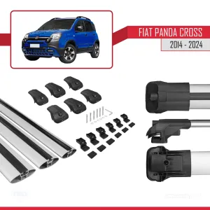 Fiat Panda Cross 2014 ve Sonrası ile uyumlu ACE-1 Ara Atkı Tavan Barı GRİ 3 ADET BAR thumb 5