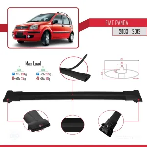 Fiat Panda 2003-2012 Arası ile uyumlu FLY Model Ara Atkı Tavan Barı SİYAH thumb 4