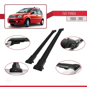 Fiat Panda 2003-2012 Arası ile uyumlu FLY Model Ara Atkı Tavan Barı SİYAH thumb 5