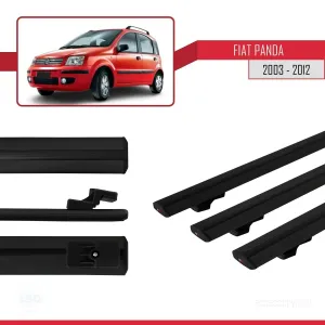 Fiat Panda 169 2003-2012 Arası ile uyumlu Basic Model Ara Atkı Tavan Barı SİYAH 3 ADET - Görsel 3