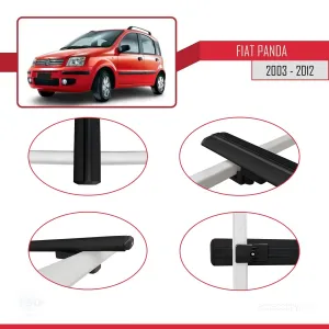 Fiat Panda 169 2003-2012 Arası ile uyumlu Basic Model Ara Atkı Tavan Barı SİYAH 3 ADET - Görsel 4