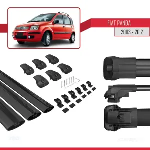 Fiat Panda 169 2003-2012 Arası ile uyumlu ACE-1 Ara Atkı Tavan Barı SİYAH 3 ADET BAR - Görsel 5