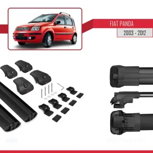 Fiat Panda 2003-2012 Arası ile uyumlu ACE-1 Ara Atkı Tavan Barı SİYAH thumb 5