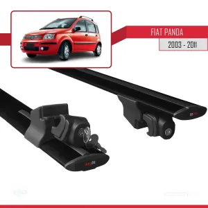 Fiat Panda 2003-2011 Arası ile uyumlu HOOK Model Anahtar Kilitli Ara Atkı Tavan Barı SİYAH thumb 5