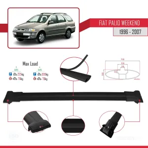 Fiat Palio WEEKEND 1996-2007 Arası ile Uyumlu FLY Model Ara Atkı Tavan Barı SİYAH 3 ADET BAR - Görsel 4